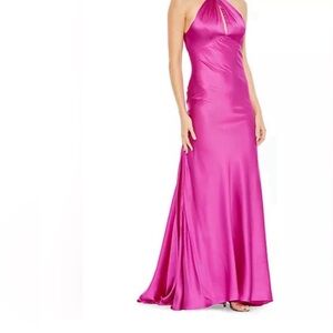 Mac Duggal Halter Satin Sheath Gown Fuschia Women’s Size 10 NEW with Tags 68063